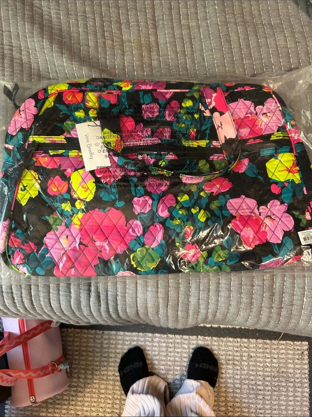 Vera Bradley Floral Quilted Cosmetic Case - Pink Multi on Black